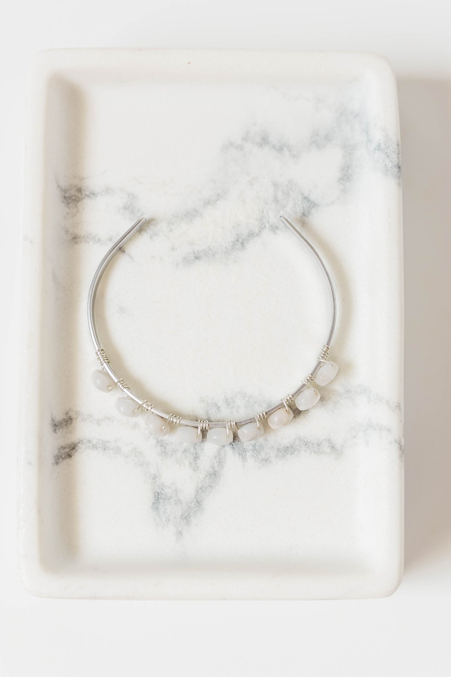 Rhys Bangle Bracelet - Snowy Quartz