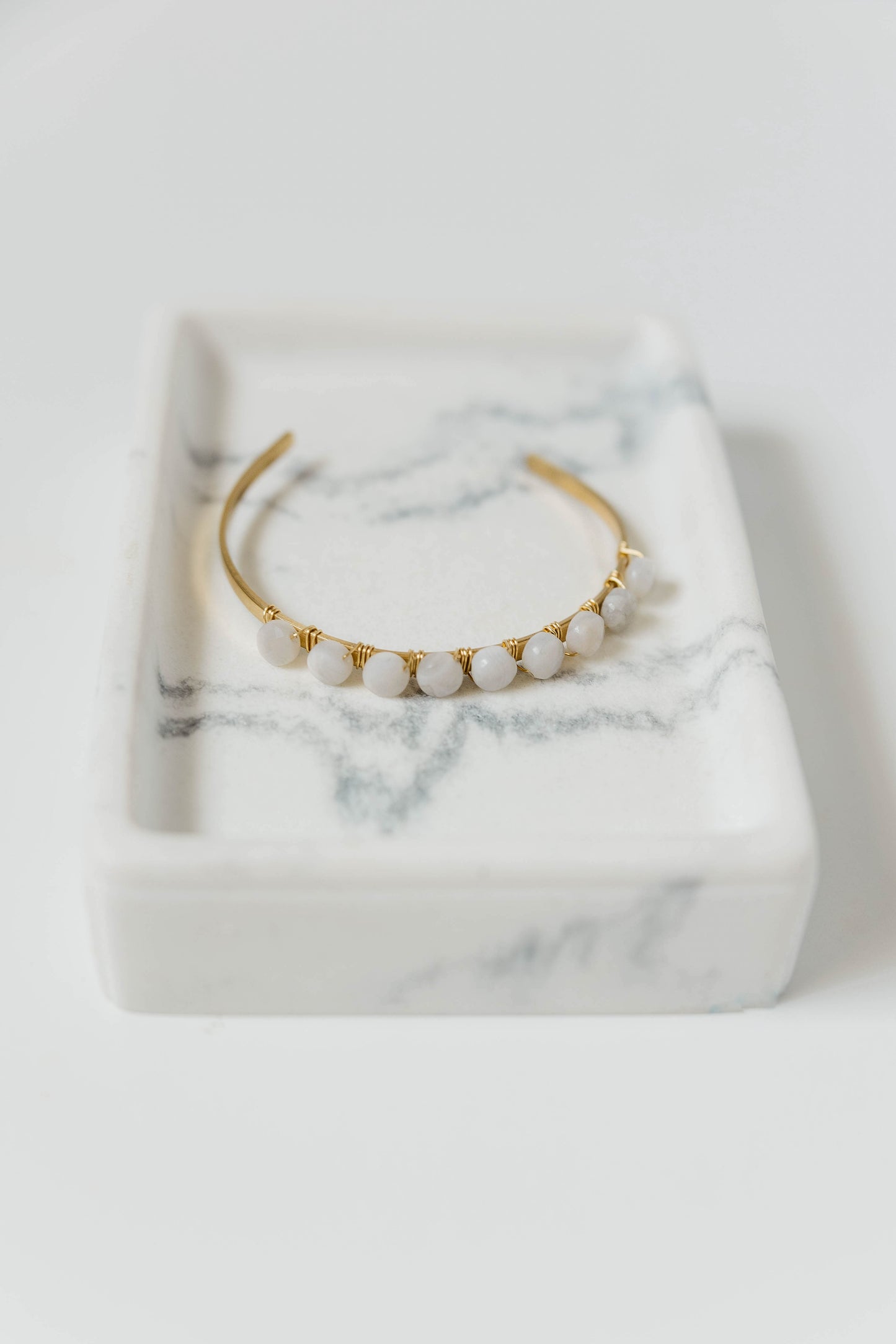 Rhys Bangle Bracelet - Snowy Quartz