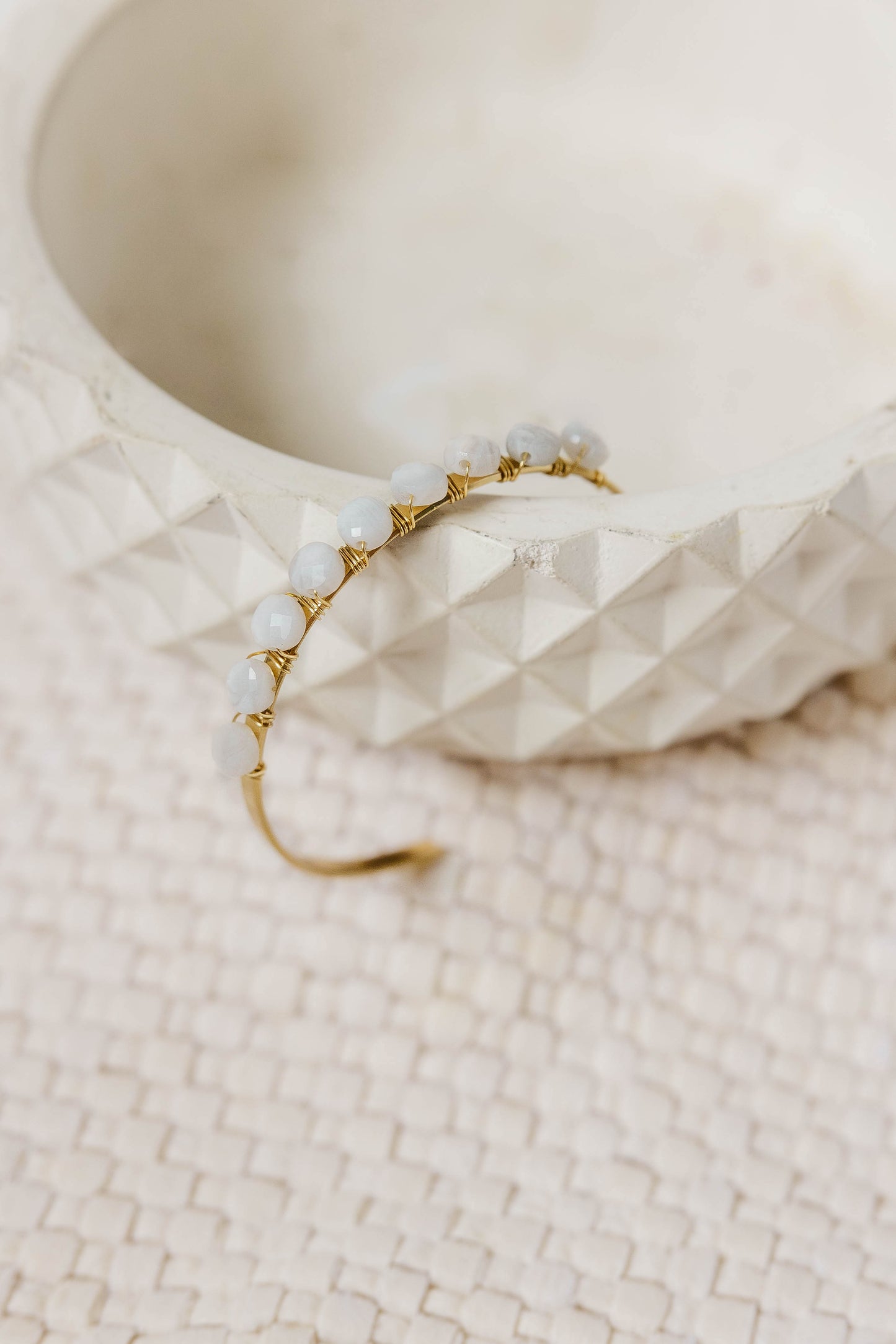 Rhys Bangle Bracelet - Snowy Quartz
