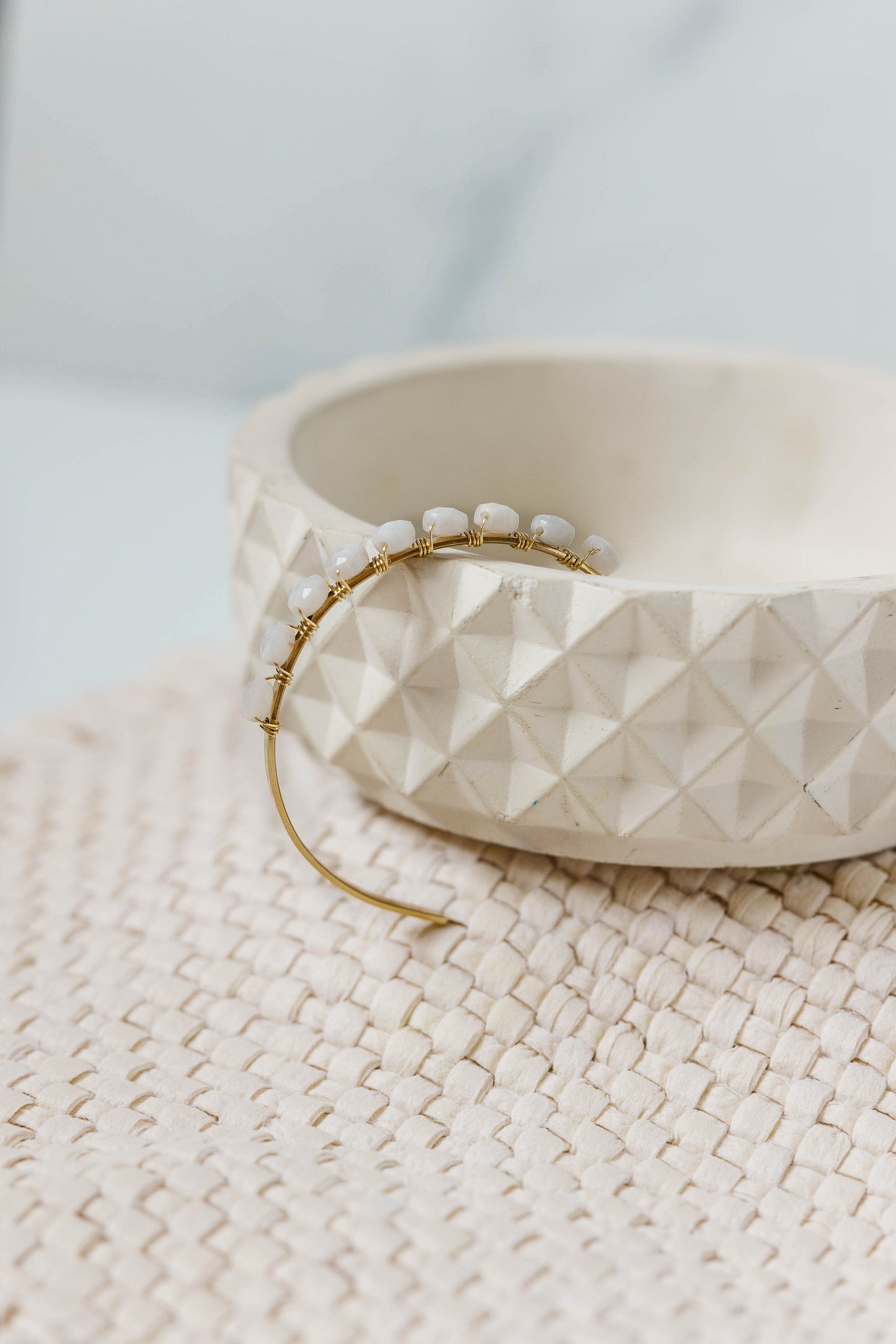 Rhys Bangle Bracelet - Snowy Quartz