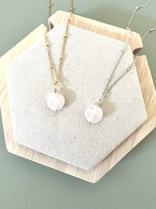 DANI Necklace - Rose Quartz