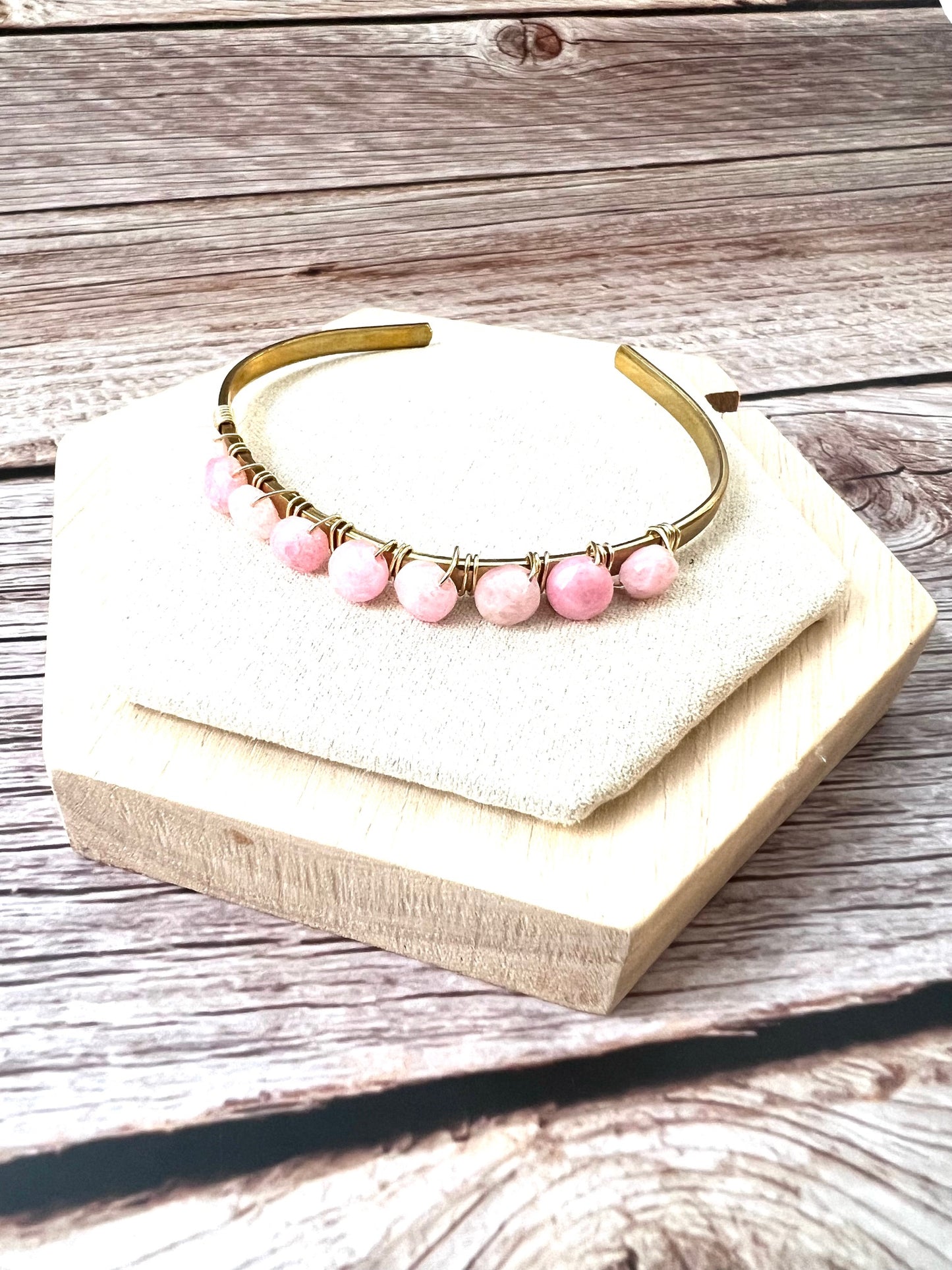 Rhys Bangle Bracelet -Rhodochrosite