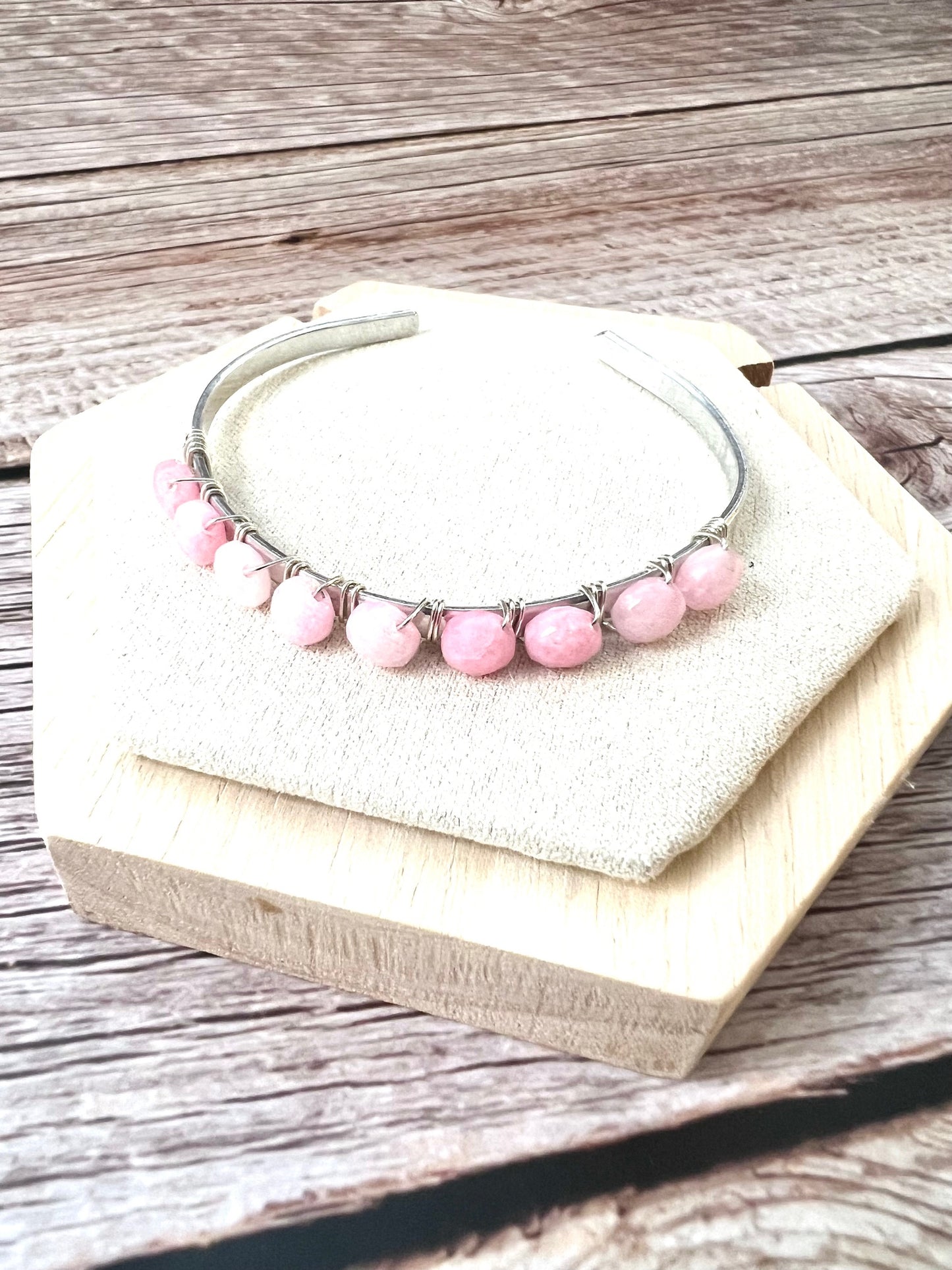 Rhys Bangle Bracelet -Rhodochrosite